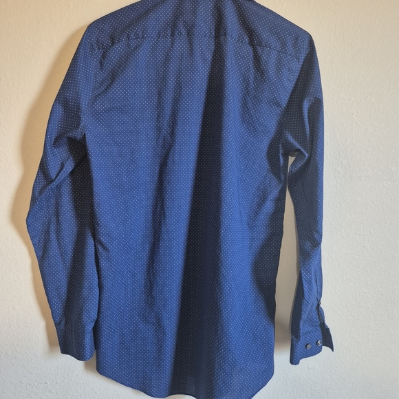 JF J.Ferrar Navy Blue Dress Shirt - Picture 3 of 3